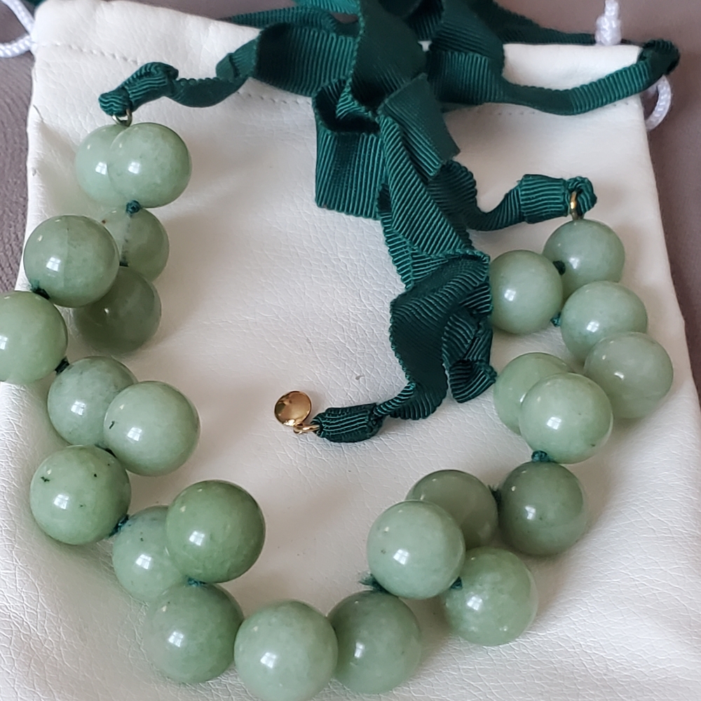 J. Crew  Jade Green Reboon  Beaded Necklace Womens